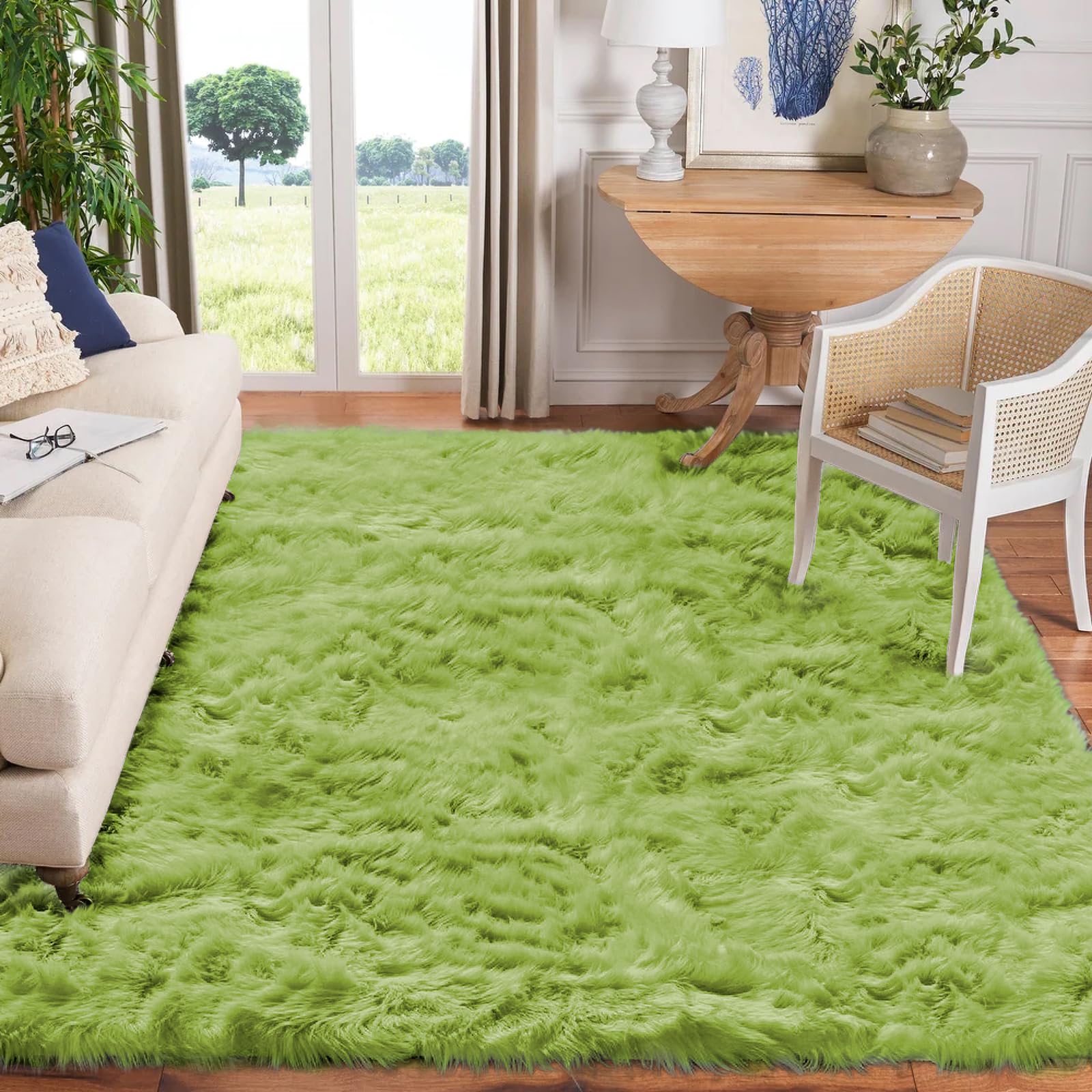 Amazon.com: Goolela Lime Green Area Rug 8x10 Fluffy Fuzzy Furry